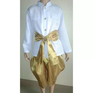 ชุดราชปะแตนเด็ก ผ้าไหมจีน 1 ชุดได้เสื้อ+โจงกระเบน+ผ้าคาดเอว