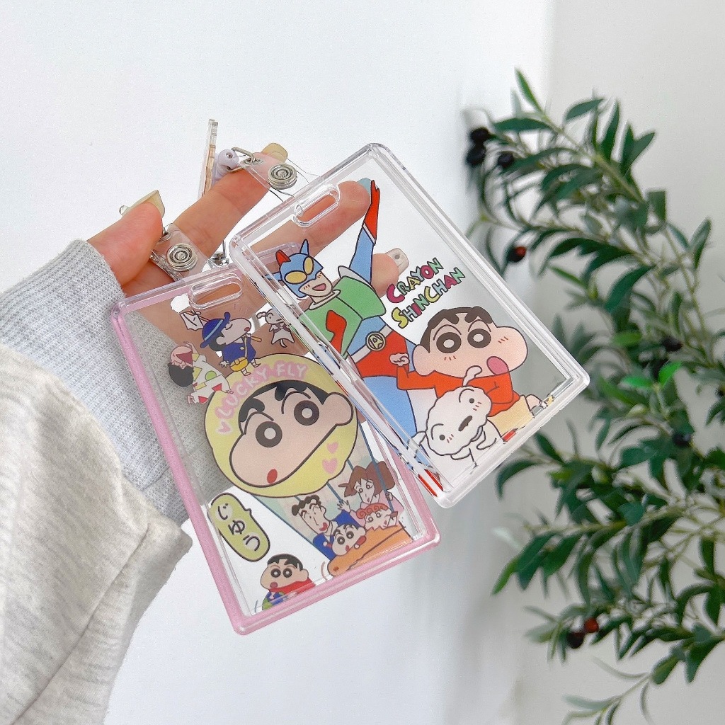 ที่ใส่การ์ดแบบใสลายชินจัง มีตัวเลือกหลายแบบ พร้อมสายดึงโยโย่ยืดหดได้ และตะขอพวงกุญแจ - รูปที่ 2