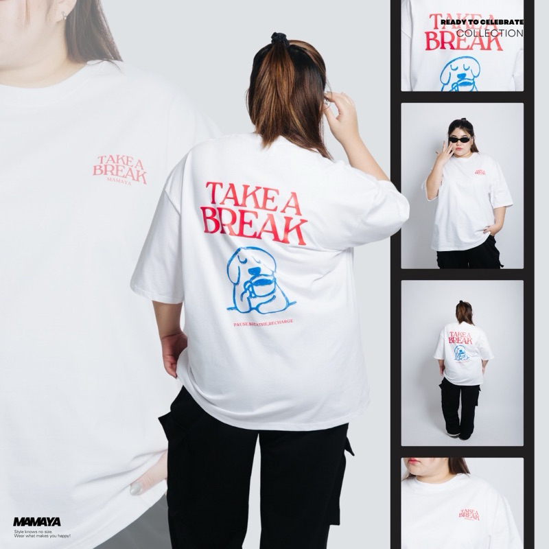 MAMAYA - รวมเสื้อยืดสีขาว oversize พิมพ์ลาย #เสื้อยืดสาวอวบ