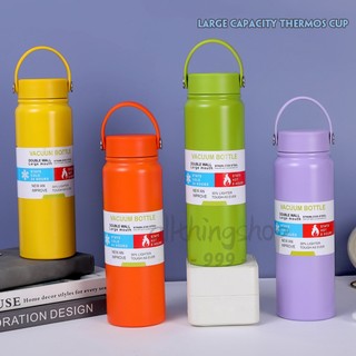 สแตนเลส 304 กระติกน้ำ กระบอกน้ำ เก็บอุณหภูมิ แบบพกพา มีหูหิ้ว ความจุ 800ml. B0168