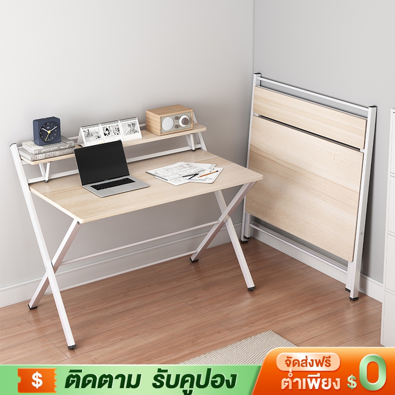 YYM พร้อมส่ง โต๊ะทำงานไม้ พับได้ 80/60CM พับได้ไม่ต้องประกอบ โต๊ะคอมพับได้