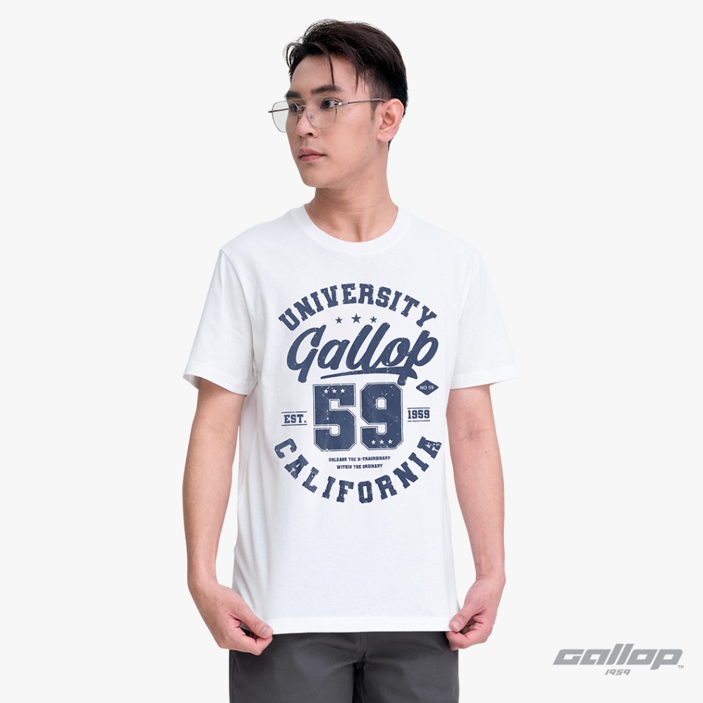 GALLOP : Graphic Tee เสื้อยืดพิมพ์ลาย ผ้าคอตตอนผู้ชาย รุ่น GT9181 สี White - ขาว / ราคาปกติ 890.-