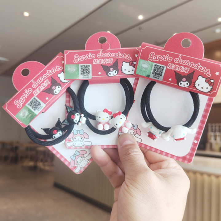 พร้อมส่ง ยางรัดผม ขนาดเล็ก ลายการ์ตูน ลิขสิทธิ์แท้ จาก SANRIO  ยางรัดผมเด็ก 2เส้นคู่