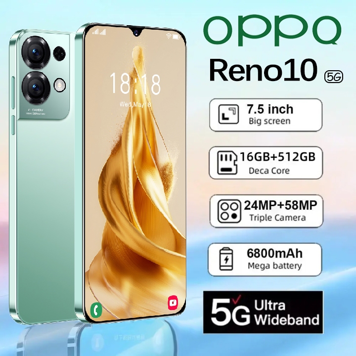 โทรศัพท์ Reno10 แรม16GB รอม512GB 5G รองรับ 2 ซิมการ์ด 7.5นิ้ว รองรับการจดจําใบหน้า รองรับแอพธนาคาร android โทรศัพท์ถูกๆ