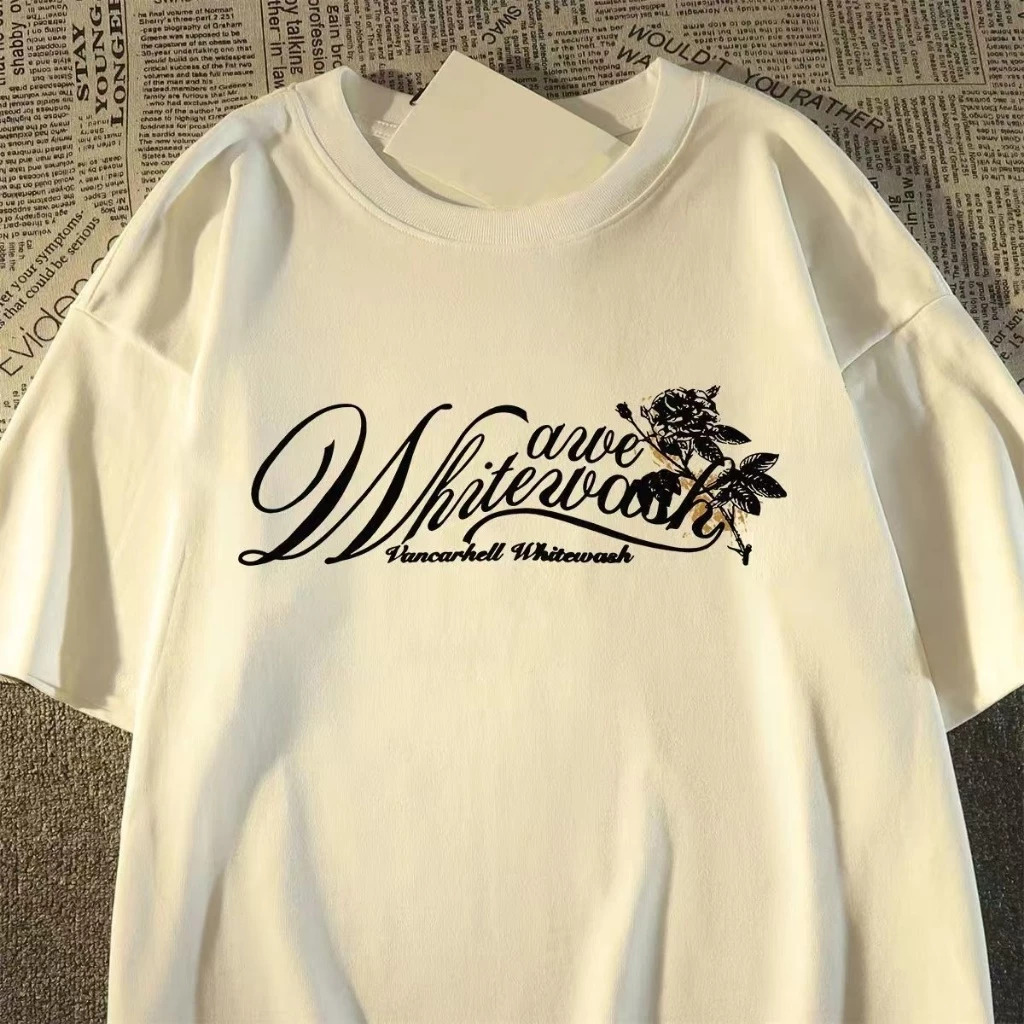 เสื้อยืดแขนสั้น ลายสกรีนหน้าหลัง ลายดอกกุหลาบ thumbnail 5