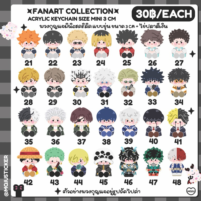 Acrylic Keychain mini 3 Cm พวงกุญแจอะคริลิคมินิ 3 Cm อะคริลิคขุ่น สกรีน 1 ด้าน 21-48 Mqiusticker