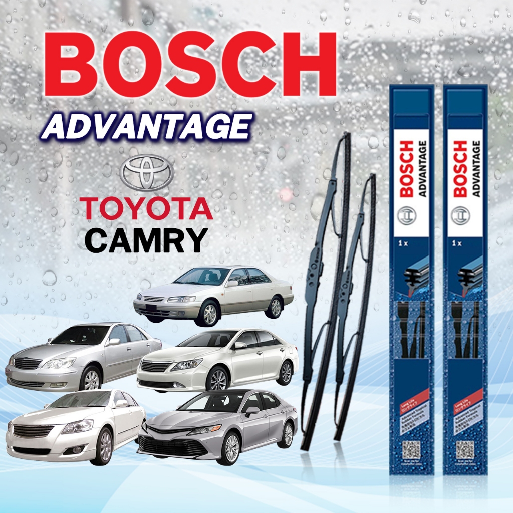 BOSCH ใบปัดน้ำฝน ก้านเหล็ก ( 2 ชิ้น ) TOYOTA CAMRY ปี 1998-2023 รุ่น ADVANTAGE โตโยต้า แคมรี่