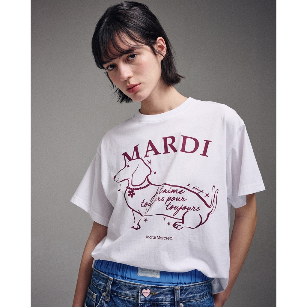 mardi mercredi TSHIRT SWING THE TAIL DDANJI FLOWER CHOKER_WHITE BURGUNDY