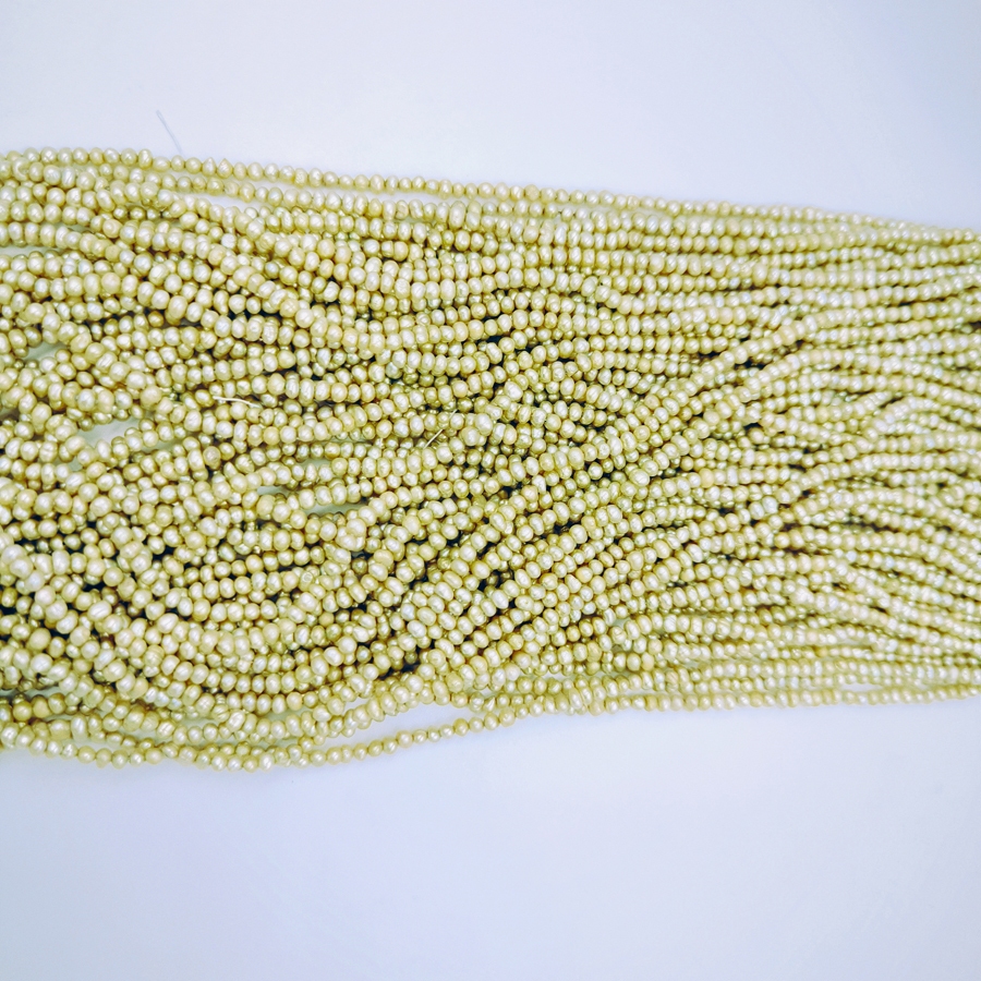 ลูกปัดมุกแท้ ลักษณะiทรงกลม Champagne Pearl ขนาด 3 mm - (LZ-0664) - รูปที่ 2