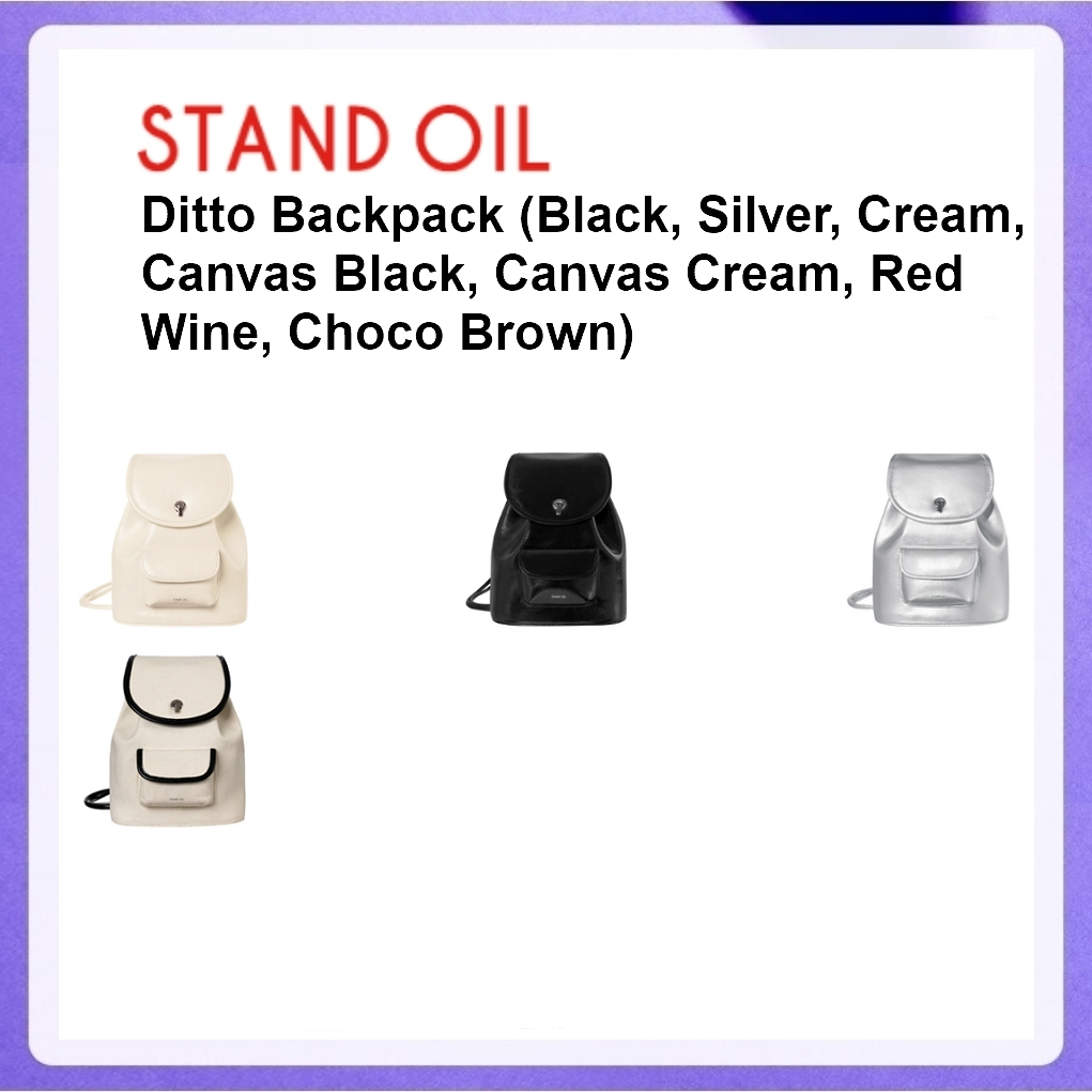 Stand Oil Ditto Backpack - 디토 백팩 (Black, Silver, Cream, Canvas Black, Canvas Cream, Red Wine, Choco Brown)