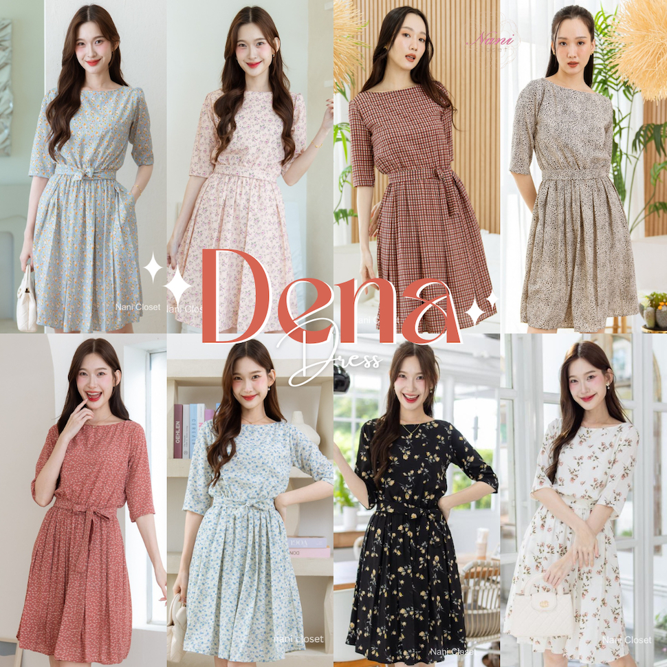 Dena Dress เดรสคอปาด ทรงสวย กระโปรงทวิส ลายดอกไม้เล็กๆละมุนทุกมุมมององศา ทรงสวยแบบฟอเอฟเวอร์ซิสขาา~
