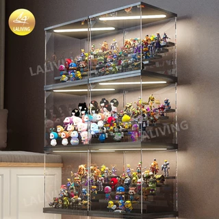 กล่องอะคริลิค 2-5 ชั้น พร้อมไฟ (พร้อมส่ง) blind box popmart โชว์โมเดล ฟิกเกอร์ labubu skull panda ปรับความสว่างได้
