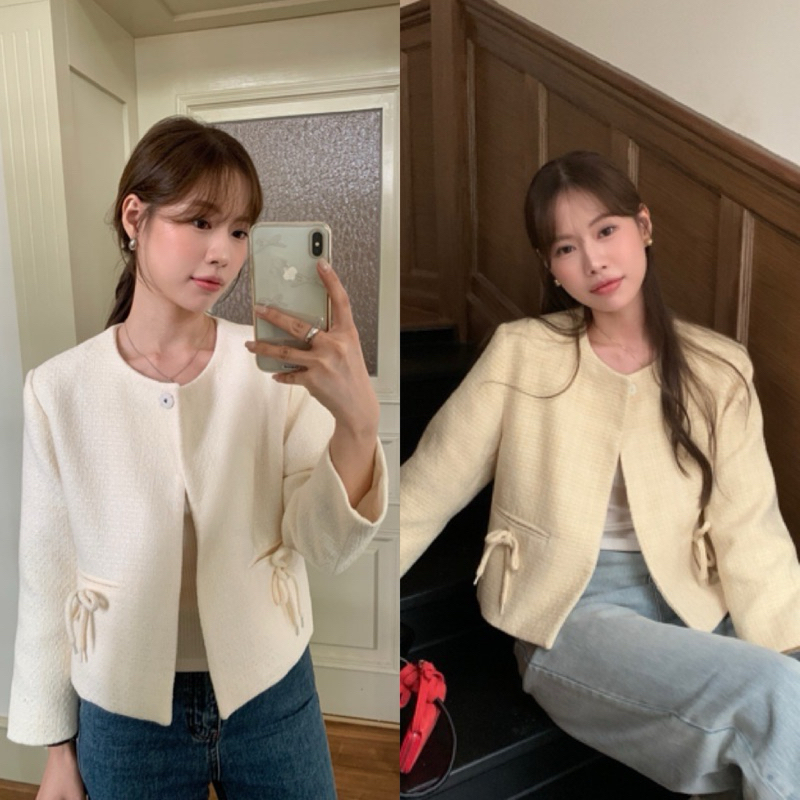 เสื้อเบลาส์ผ้าทวิตนุ่ม เสื้อเบลเซอร์คลุม