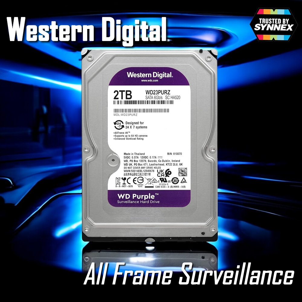 Western Digital Hardisk 1TB 2 TB WD Purple (สีม่วง) All Frame Surveillance For DVR NVR CCTV