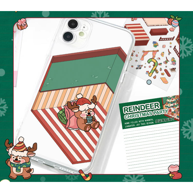 [พร้อมส่ง] 🎁 สติกเกอร์ DIY คริสต์มาส บ้านจิ๋ว sticker แต่งมือถือ iPad สมุดโน้ต ของเล่น Christmas
