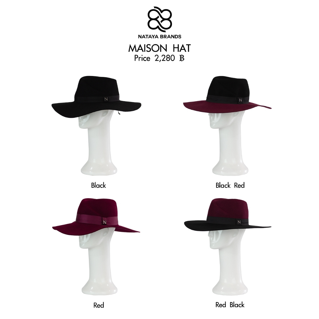 Maison Hat Black Red