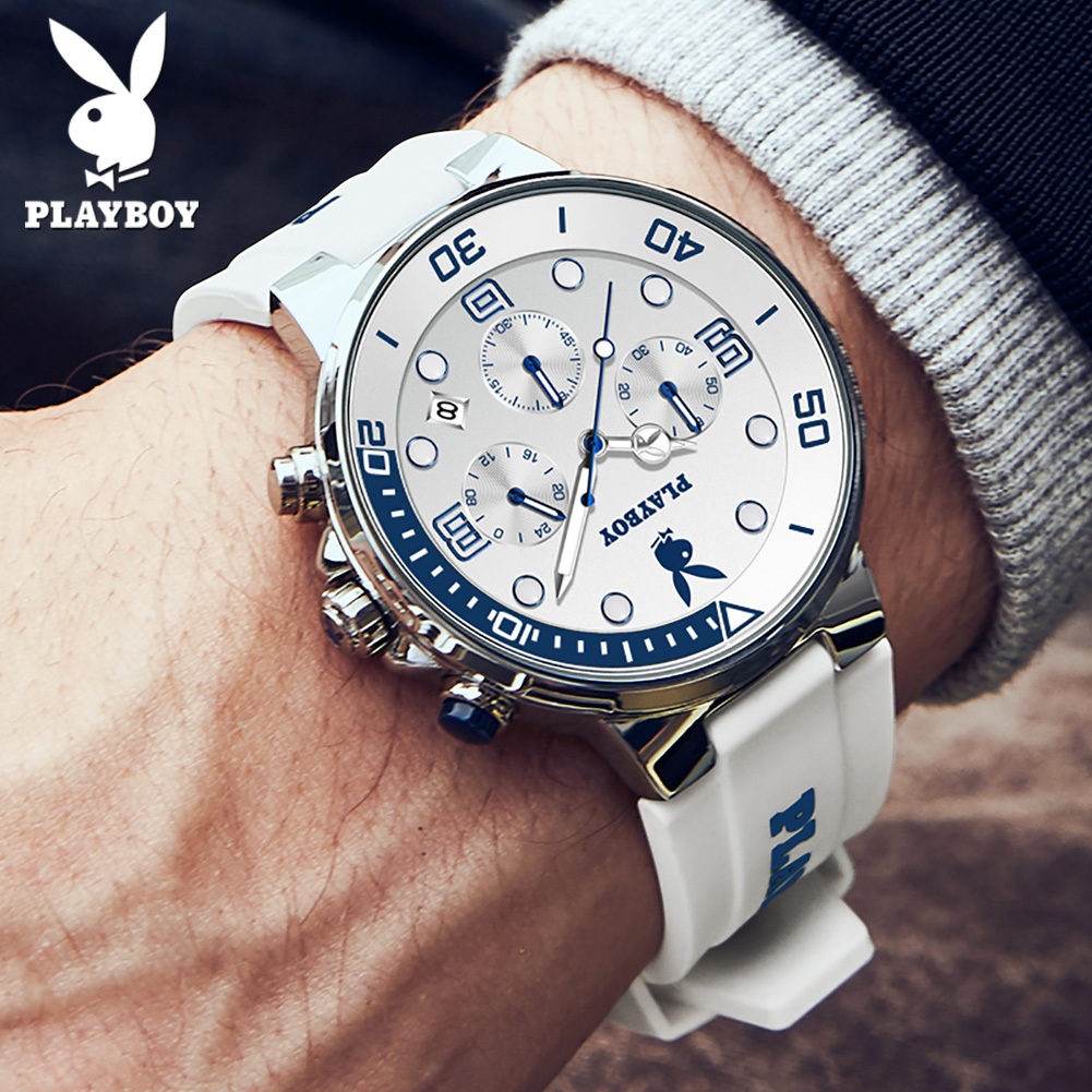 PLAYBOY  สปอตสินค้า นาฬิกาข้อมือ ยาง สายนาฬิกา กันน้ำ กีฬา หนุ่มสาว แฟชั่น สำหรับผู้หญิงและผู้ชาย  รับประกัน 3 ปี