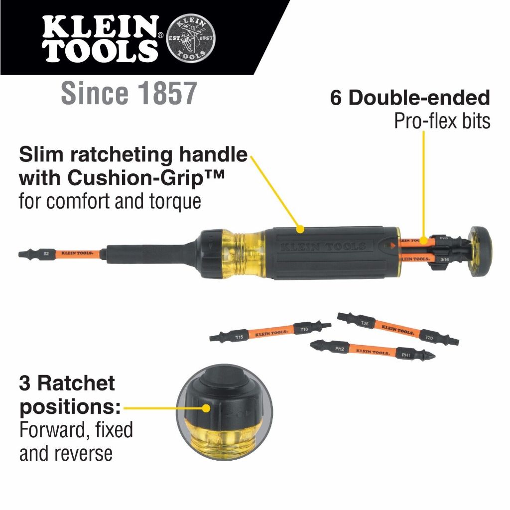 ไขควง KLEIN Tools 13-in-1 Ratcheting Impact Rated Screwdriver #32313HD