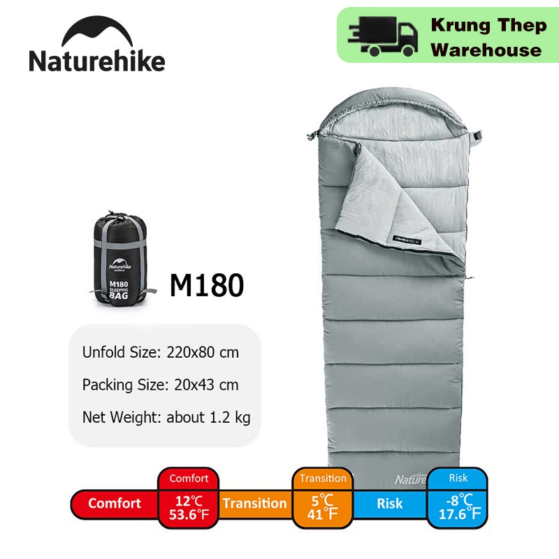 Naturehike Sleeping Bag M180 Lightweight Sleeping Bags Machine Washable Cotton 1.9M Winter Summer Sleeping Bag