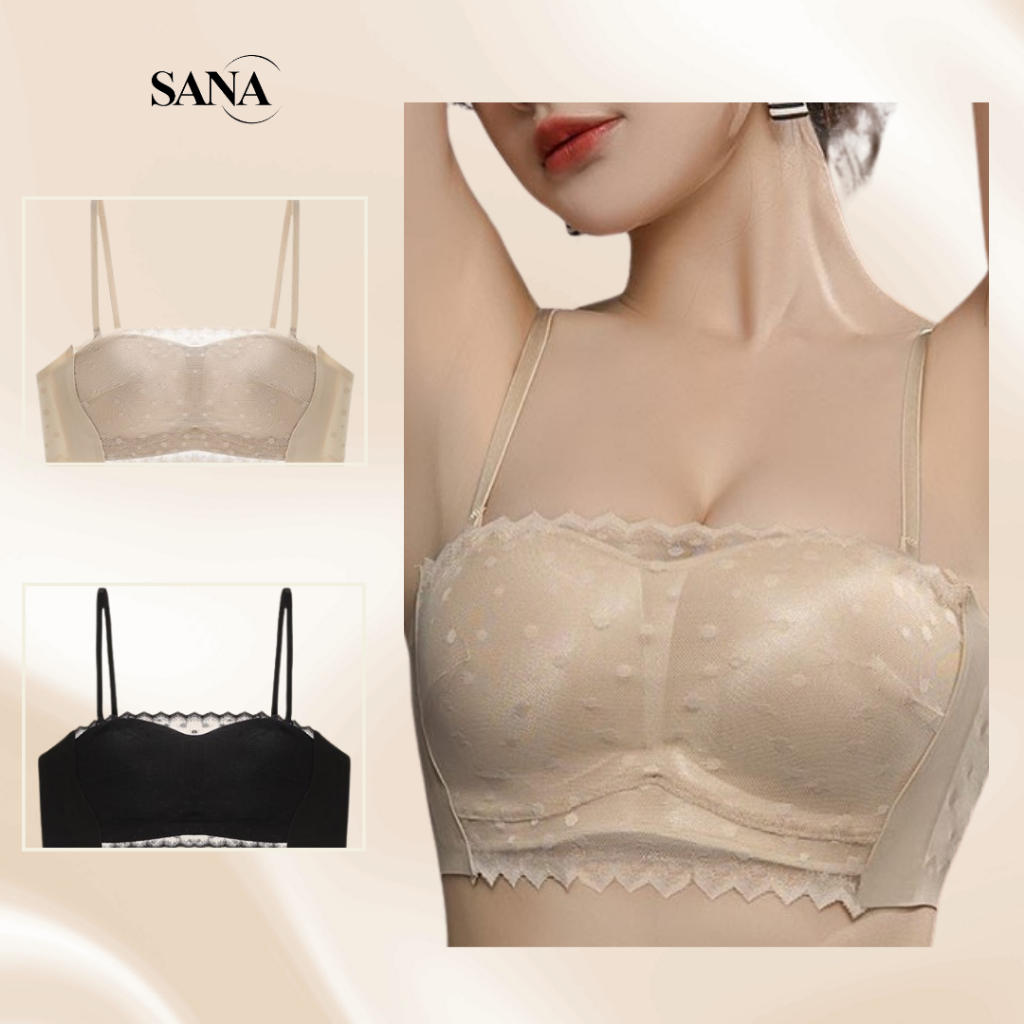 SANA ซานะ บราใส่สวยไร้โครง KAWAII GIRL BRA บราใส่สบาย ดีไซน์ผ้าลูกไม้ด้วยผ้าตาข่ายประกอบกับผ้าทูล จุดตะข่ายระบายอากาศ