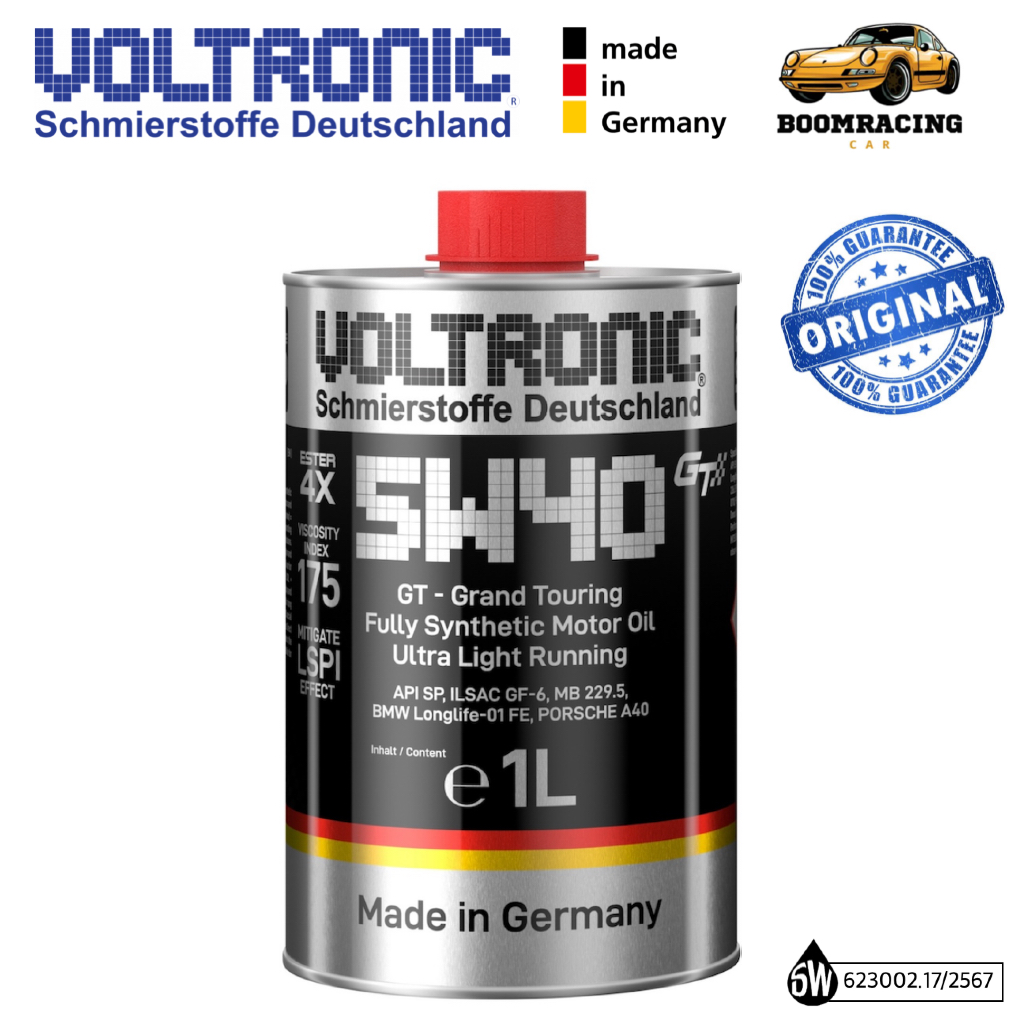 VOLTRONIC 5W40 GT2 API SQ Group 4PAO+5ESTER 4X  Made in Germany น้ำมันเครื่องสังเคราะห์แท้ 100%