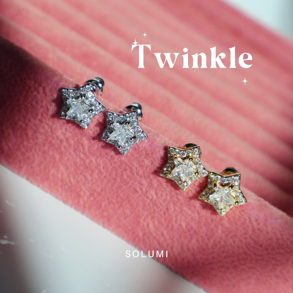 ต่างหูรูปดาว ประดับเพชร วิ้งวับระยิบระยับสุดๆ ✨SOLUMI Twinkle earrings✨ ต่างหู Nickel free