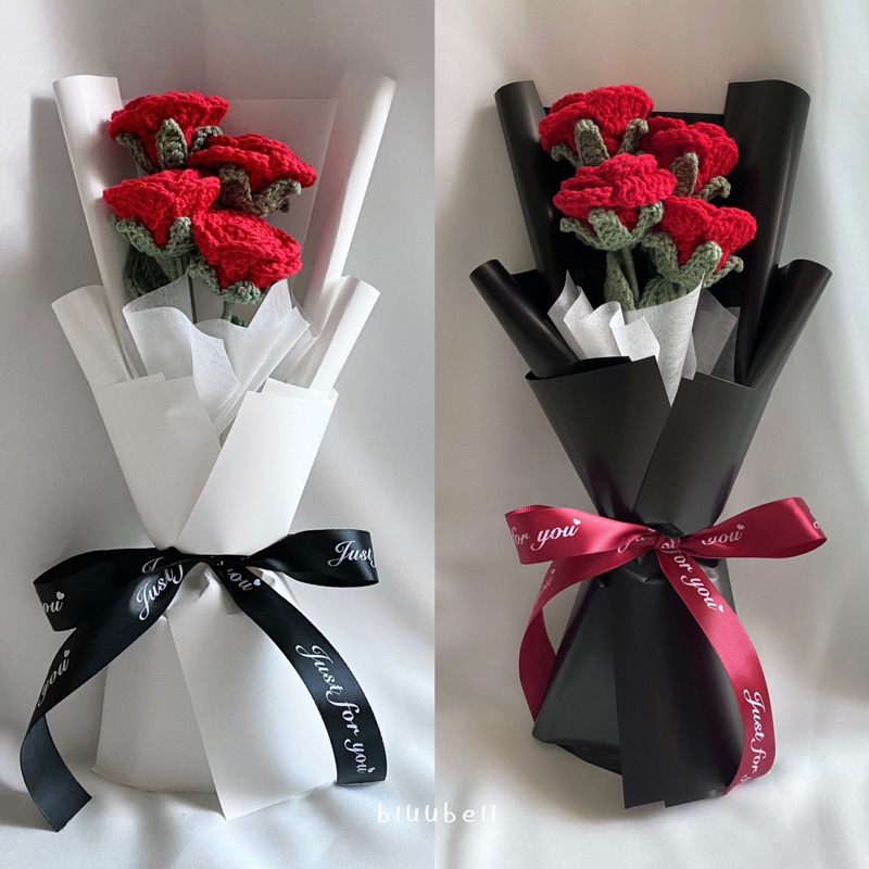 ช่อดอกกุหลาบถักไหมพรม 🌹
