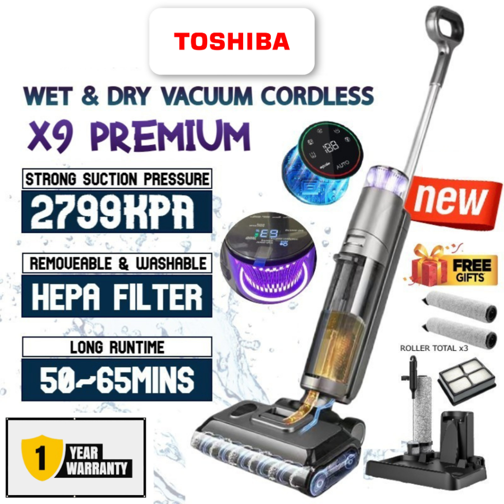 Toshiba X7 ULTRA/X8 PRO Dual Wet and Dry Vacuum เครื่องล้างพื้น ดูดน้ำ ขัดถู ถูพื้น ล้างพื้น จบในเครื่องเดียว
