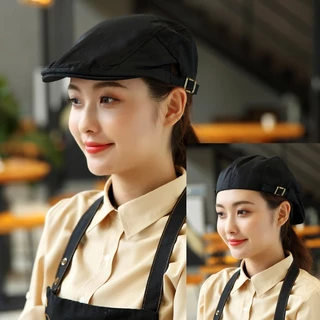 หมวกเชฟ หมวกเบเร่ต์2 หมวกทำครัว ปรับสายได้2ด้าน สำหรับเชฟร้านอาหารงานโรงแรม สไตล์วิลเทจ พร้อมส่งจากไทย