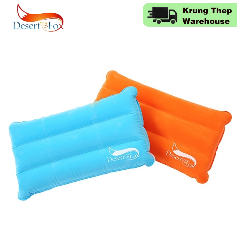 Desert Fox 1pc Camping Air Inflatable หมอนแบบพกพาพับสองด้าน Flocking หมอนท่องเที่ยวกลางแจ้ง, พื้นที่ขนาดเล็กพับได้