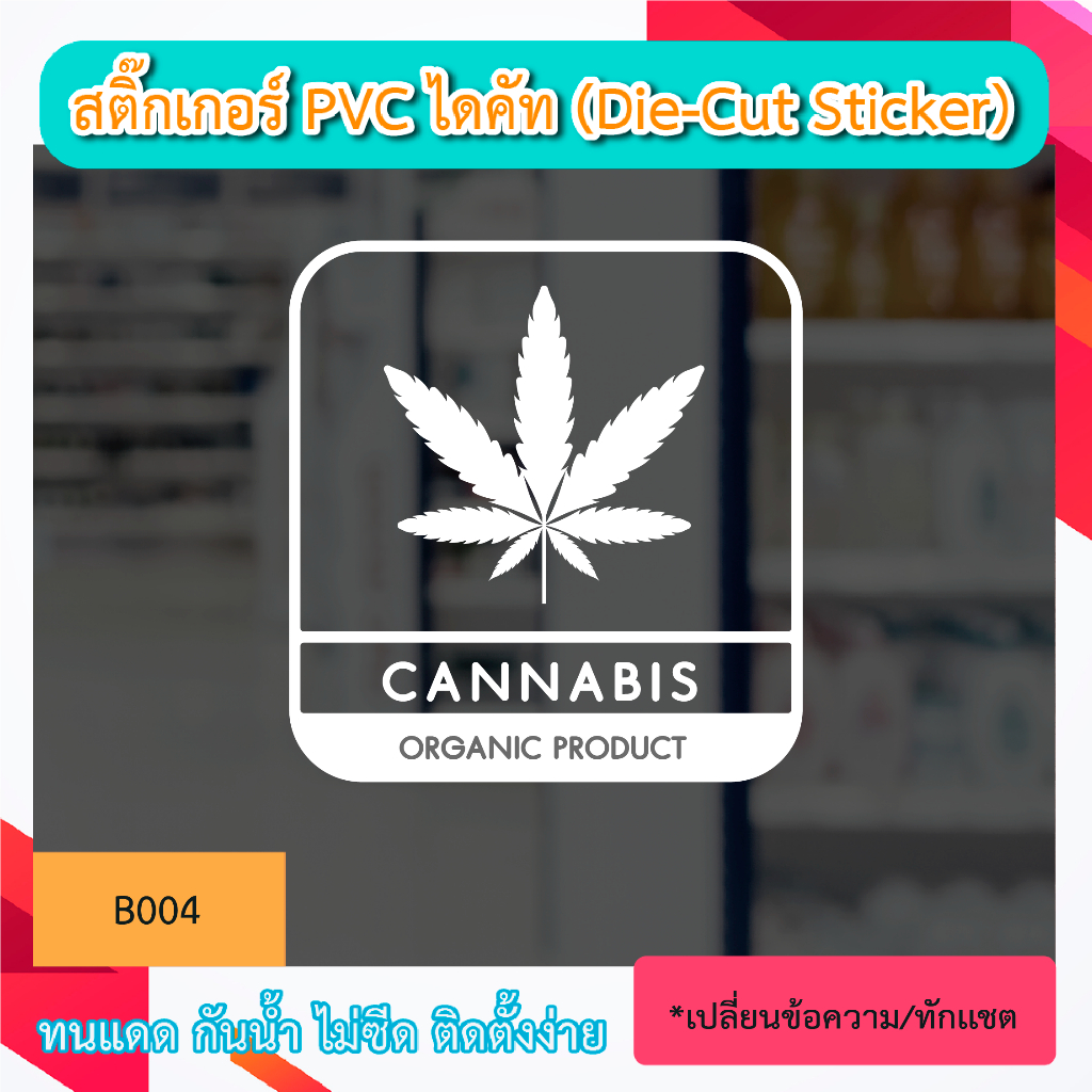 B004 สติกเกอร์ ตกแต่งร้าน “ รูปใบไม้ สันทนาการ”  สติ๊กเกอร์ PVC ไดคัท ตัวอักษร (Die-Cut Sticker)