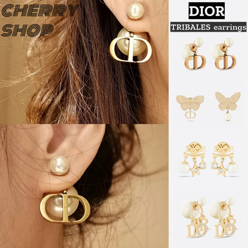 Hot ดิออร์ Dior Petit CD Tribales Earrings ต่างหู ต่างหูผีเสื้อของผู้หญิง New 24 Women's Earrings