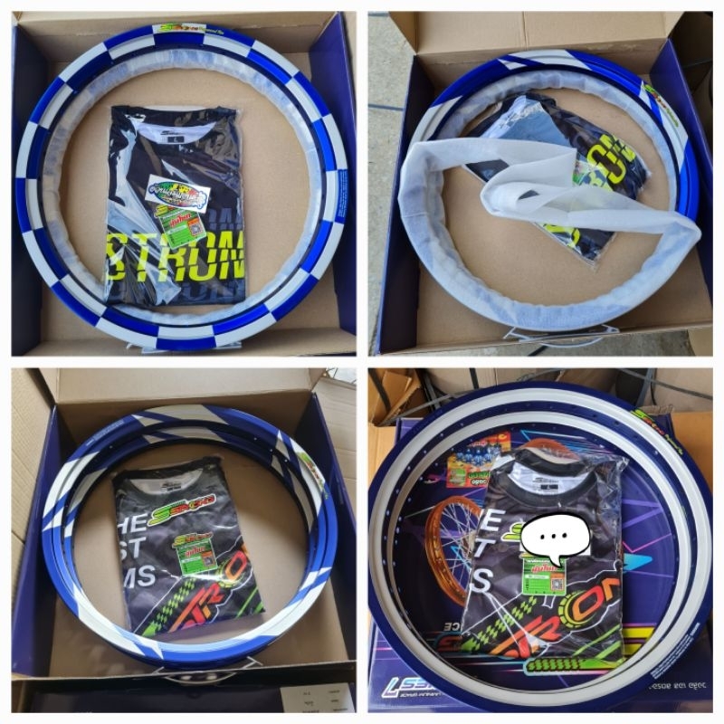 ล้อ SStrong เอสสตรอง แท้ ทรง A ลายสายฟ้า ทูโทน หมากรุก  แถมเสื้อ sstrong 1.4-17