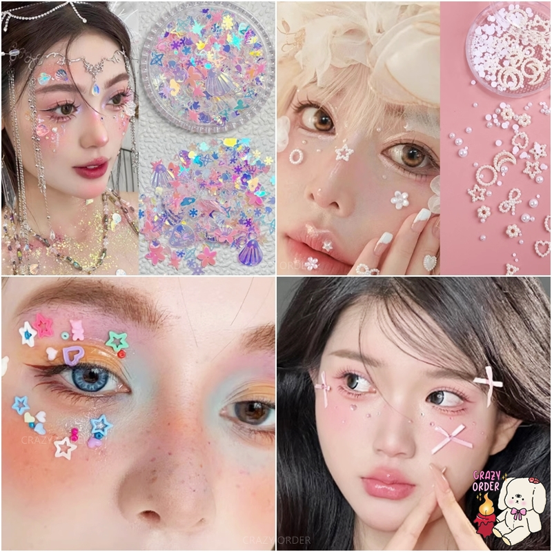 พร้อมส่งจากกทม. ลูกปัดตกแต่งผม / ใบหน้าแบบ พส.จีน ใช้ซ้ำได้