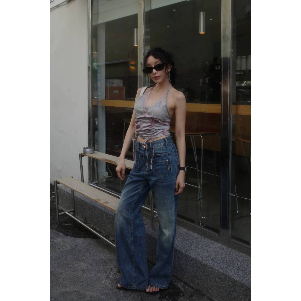 Venus(วีนัส) VN2869 MIDNIGHT JEANS ZIPPER TOP FRONT PODKET