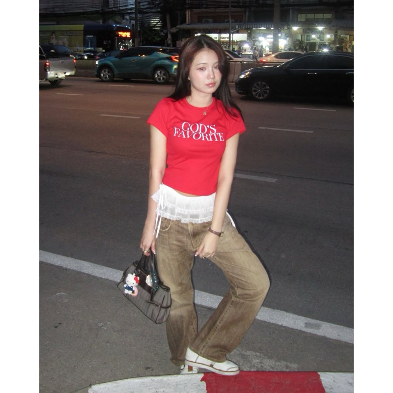 AHOLICBKK | เสื้อทรง BABY TEE GOD'S FAVORITE รูปที่ 2