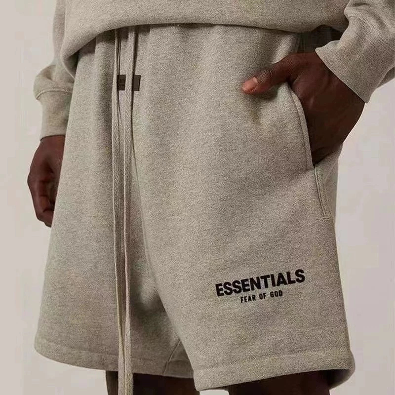 FOG FEAR OF GOD อเมริกัน high street 22 double line ป้ายขนาดเล็ก flocking กางเกงขาสั้น ESSENTIALS กา