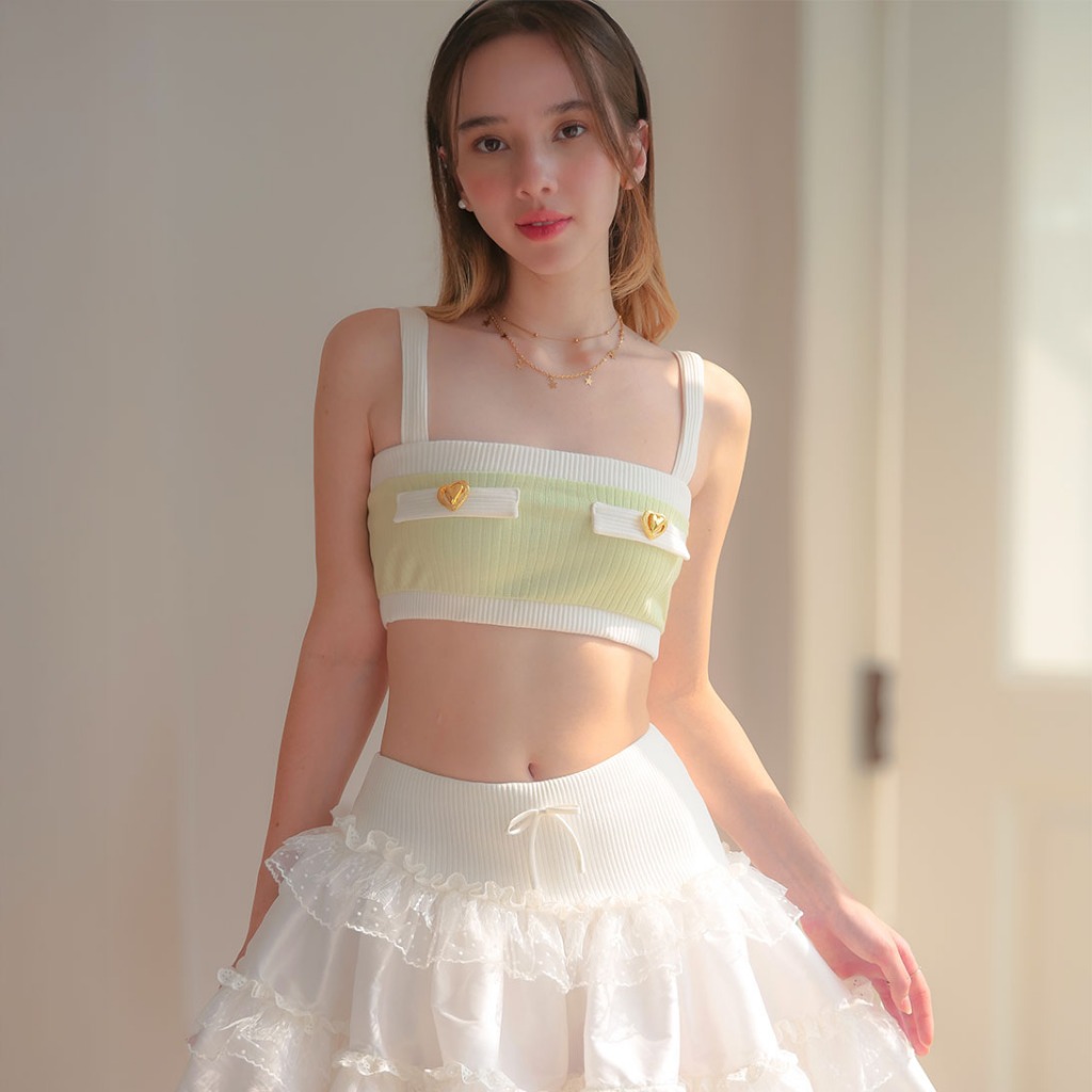 LUCA STUDIO_Tina crop top - Light green - เสื้อครอป สายเดี่ยว 2 ไซส์