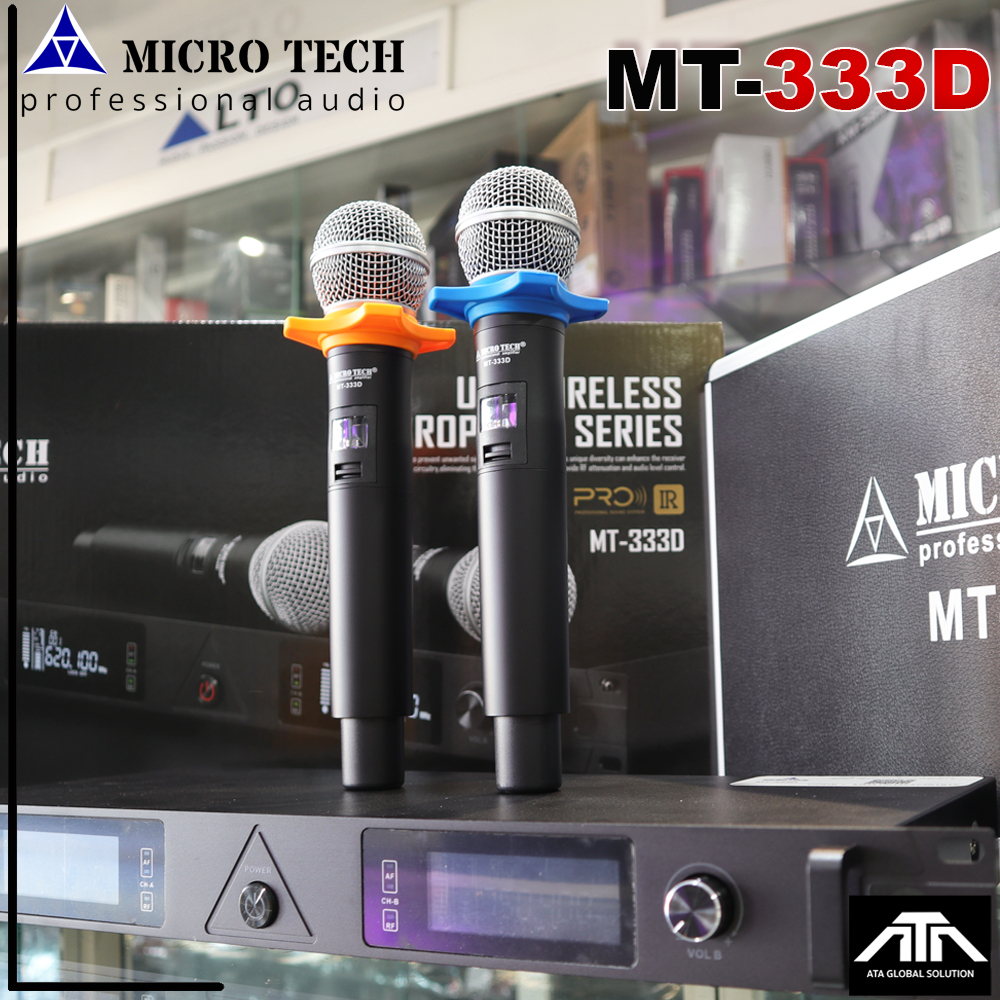 ไมโครโฟนไร้สาย Microtech MT - 333D ไมค์ลอย ไมโครเทค มีเสาหน้า ฟรี กันกลิ้ง ปรับความถี่ได้ เสียงดีราคาถูก
