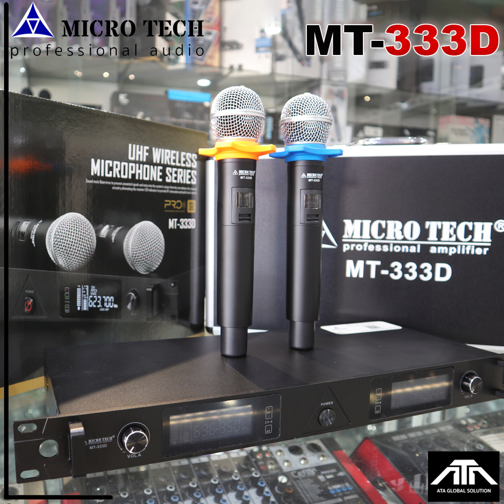 ไมโครโฟนไร้สาย Microtech MT - 333D ไมค์ลอย ไมโครเทค มีเสาหน้า ฟรี กันกลิ้ง ปรับความถี่ได้ เสียงดีราคาถูก