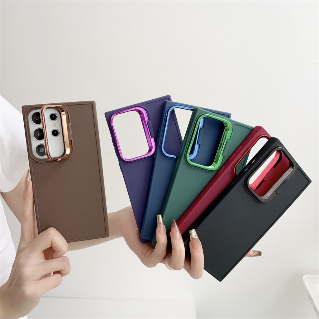 Bracket เคส for Samsung A05 A05S A15 A35 A55 A54 A33 A53 A13 A12 A24 A34 S23 S24 Plus Ultra ฝาหลังซิลิโคนอ่อนนุ่ม ยืนได้