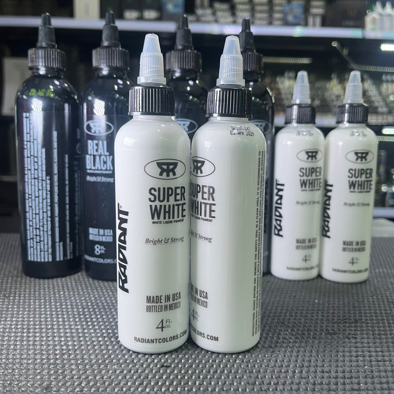 ฉลากใหม่ล่าสุด หมึกสัก Radiant super white สีสักแท้ ขนาด 4oz