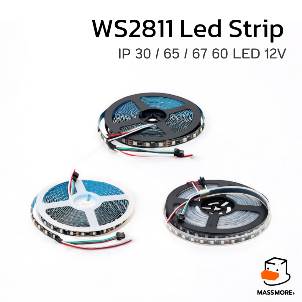 WS2811 12V Led Strip หลอดแอลอีดี RGB 5050 SMD 60LED/m Pixel Strip IP30 IP65 IP67 Neopixel