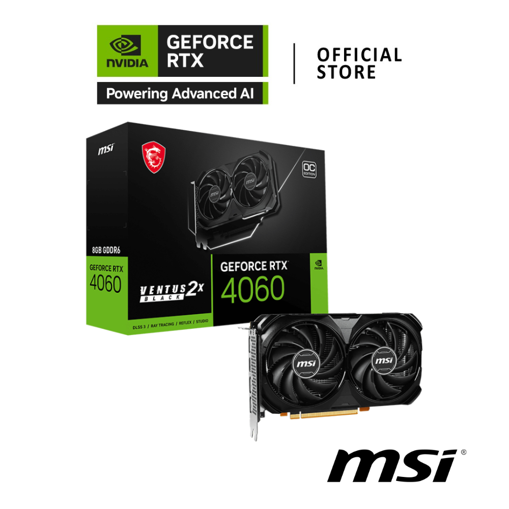 MSI NVIDIA® GeForce RTX™ 4060 VENTUS 2X BLACK 8GB OC การ์ดจอ