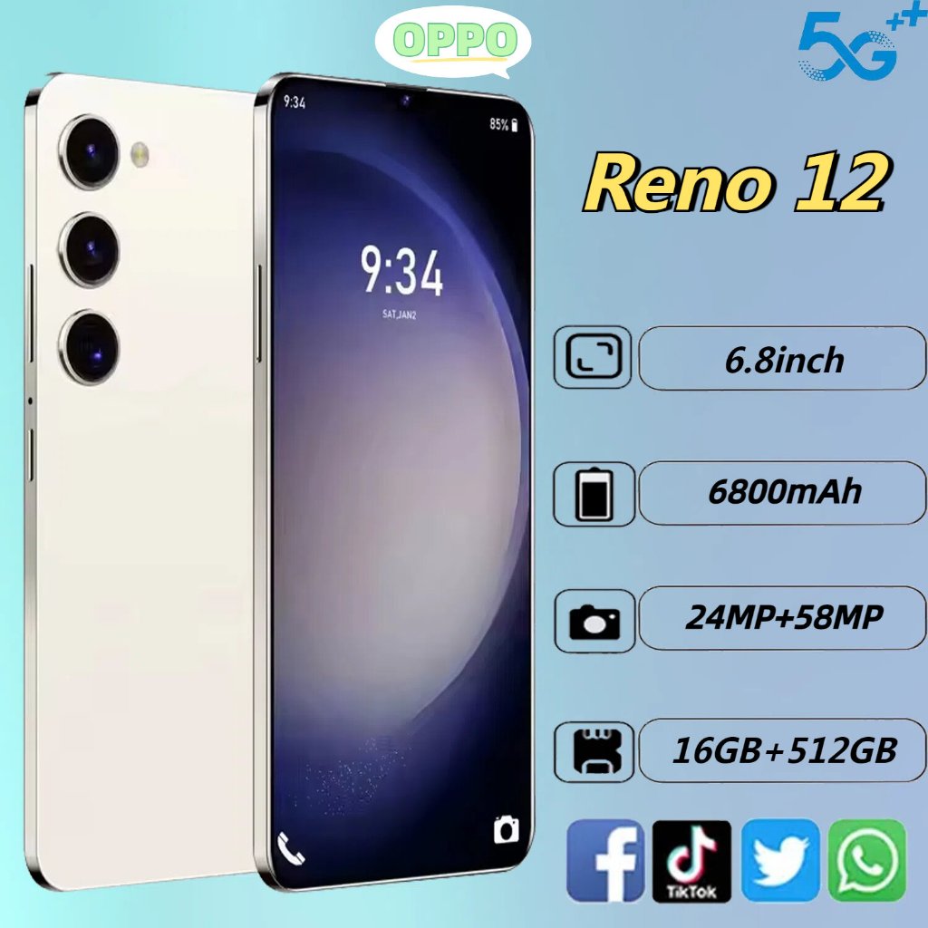 [มีในสต็อก] หน้าจอ 0PP0 Reno 12 HD ดั้งเดิม (16+512GB) โทรศัพท์มือถือ Android สองซิมขนาด 6.8 นิ้ว