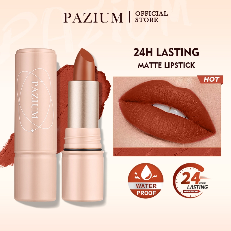 PAZIUM ลิปสติก ลิปสติกแมท Lipstick ลิปสติกแมตต์ติดทนนาน ลิปสติกแมทกำมะหยี่ เนื้อบาง ไม่ติดแก้ว 7สี