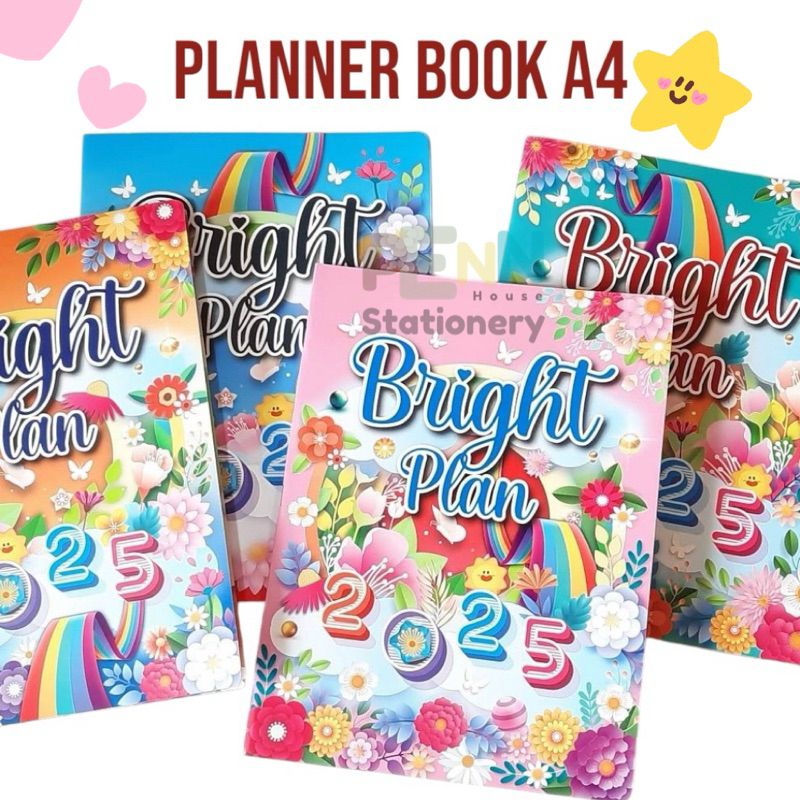 May สมุดออกาไนท์ สมุดบันทึกตารางนัด ปี2568สมุดปฎิทิน Bright Plan 2024 ขนาด A4 จำนวน 40 แผ่น 120 แกรม จำนวน 1 เล่มคละสี