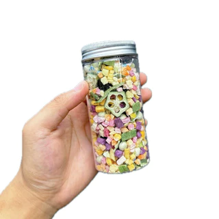 Freeze Dried Fruit Mix ผลไม้รวมฟรีซดราย [กระปุกยาว] ขนมนก ผสมกับอาหาร นกกัดง่าย โดยเฉพาะนกขนาดเล็ก ขนมนกแก้ว ผลไม้9 ชนิด