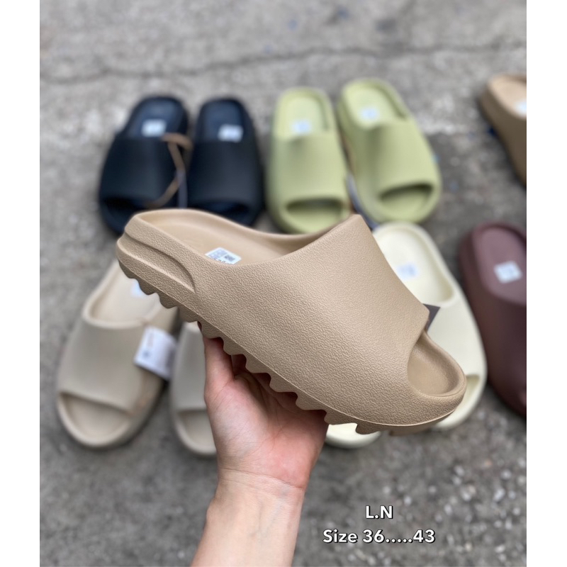 🔥รองเท้าแตะ SLIDE พร้อมกล่อง สวยตรงปก ผิวหยาบ ปั๊มโลโก้ มีป้าย✅