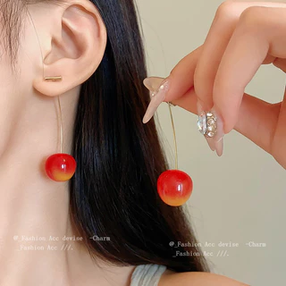 🍒พร้อมส่งจากไทย🍒D-11Cherry earingต่างหูเชอร์รี่ก้านยาวขนาด2cm.ต่างหูcherryสีแดง